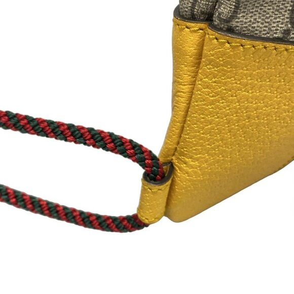 Auth GUCCI GG Supreme Drawstring Backpack 473872 Dark Brown Beige Yellow PVC - Picture 9 of 16
